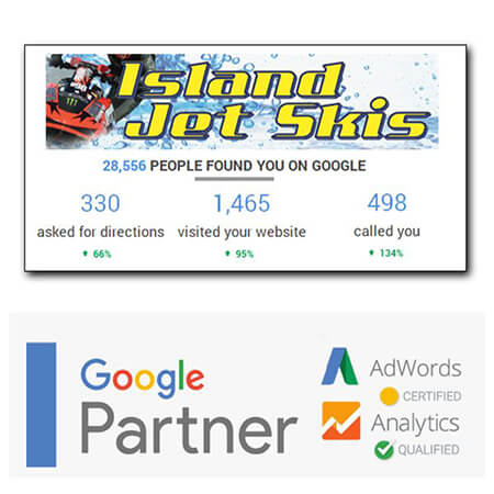 Island Jet Skis showing Google My Business and Google Partner