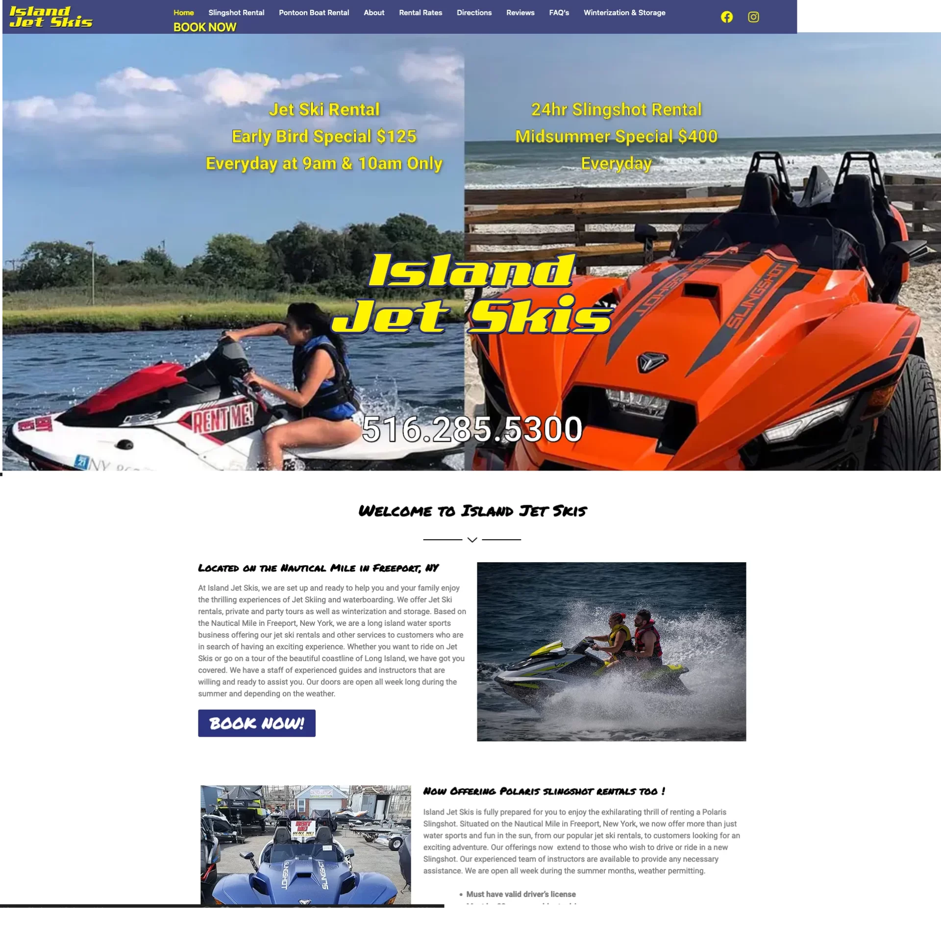 view of the Island Jet Skis website