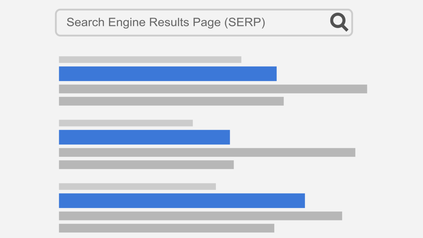 Illustration of a Google search results page showing paid ads at the top of the SERP